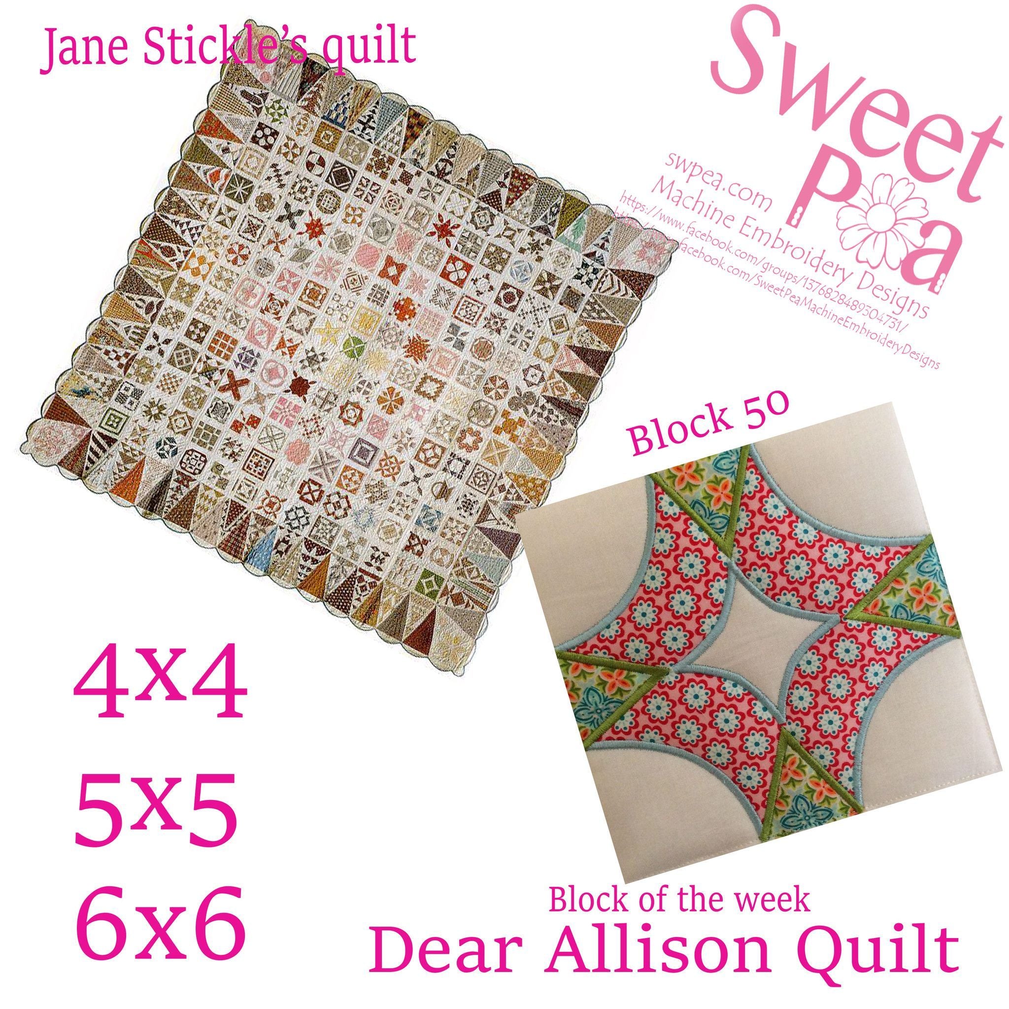 Dear Allison block 50 - Sweet Pea Australia In the hoop machine embroidery designs. in the hoop project, in the hoop embroidery designs, craft in the hoop project, diy in the hoop project, diy craft in the hoop project, in the hoop embroidery patterns, design in the hoop patterns, embroidery designs for in the hoop embroidery projects, best in the hoop machine embroidery designs perfect for all hoops and embroidery machines