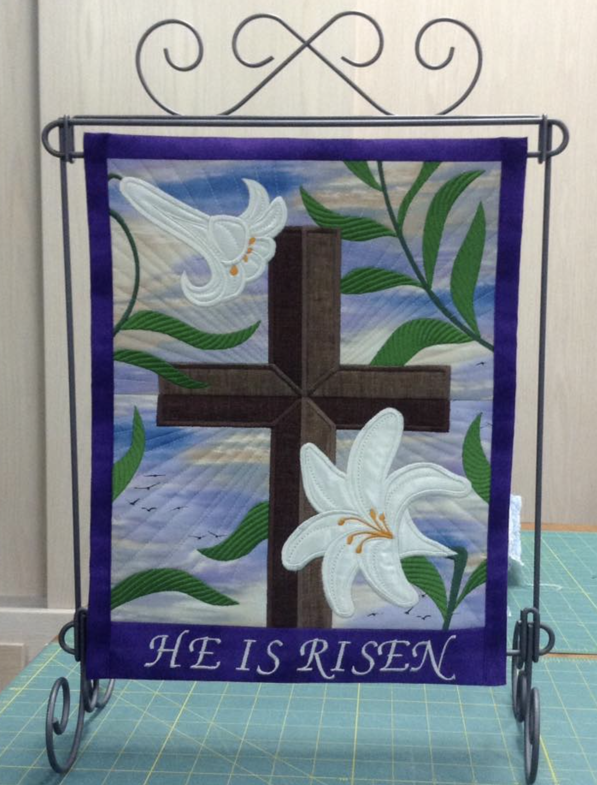 Cross and Easter Lilies Wall Hanging 5x7 6x10 7x12 - Sweet Pea Australia In the hoop machine embroidery designs. in the hoop project, in the hoop embroidery designs, craft in the hoop project, diy in the hoop project, diy craft in the hoop project, in the hoop embroidery patterns, design in the hoop patterns, embroidery designs for in the hoop embroidery projects, best in the hoop machine embroidery designs perfect for all hoops and embroidery machines