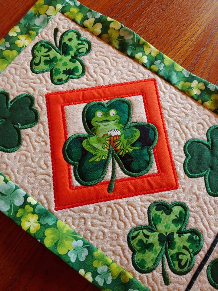 Shamrock Table Runner 5x7 6x10 8x12 - Sweet Pea Australia In the hoop machine embroidery designs. in the hoop project, in the hoop embroidery designs, craft in the hoop project, diy in the hoop project, diy craft in the hoop project, in the hoop embroidery patterns, design in the hoop patterns, embroidery designs for in the hoop embroidery projects, best in the hoop machine embroidery designs perfect for all hoops and embroidery machines