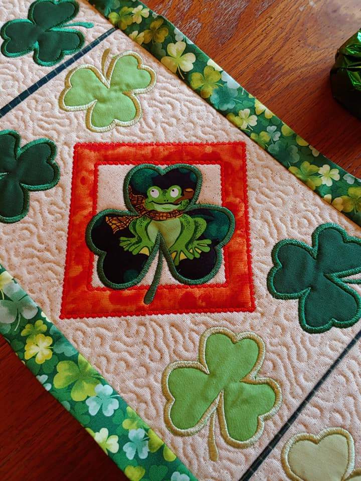 Shamrock Table Runner 5x7 6x10 8x12 - Sweet Pea Australia In the hoop machine embroidery designs. in the hoop project, in the hoop embroidery designs, craft in the hoop project, diy in the hoop project, diy craft in the hoop project, in the hoop embroidery patterns, design in the hoop patterns, embroidery designs for in the hoop embroidery projects, best in the hoop machine embroidery designs perfect for all hoops and embroidery machines