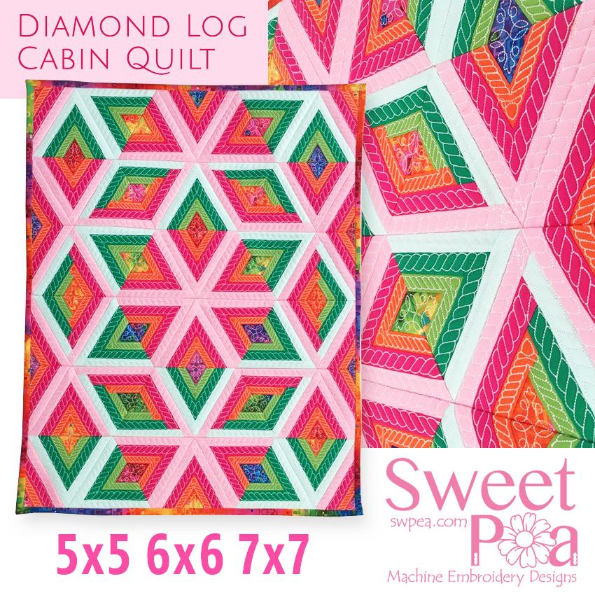 Diamond Log Cabin Quilt 5x5 6x6 7x7 - Sweet Pea Australia In the hoop machine embroidery designs. in the hoop project, in the hoop embroidery designs, craft in the hoop project, diy in the hoop project, diy craft in the hoop project, in the hoop embroidery patterns, design in the hoop patterns, embroidery designs for in the hoop embroidery projects, best in the hoop machine embroidery designs perfect for all hoops and embroidery machines