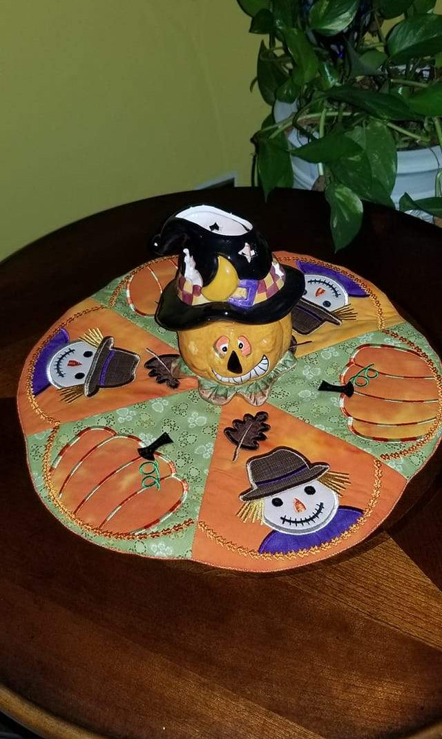 Scarecrow Table Centre 5x5 6x6 7x7 - Sweet Pea Australia In the hoop machine embroidery designs. in the hoop project, in the hoop embroidery designs, craft in the hoop project, diy in the hoop project, diy craft in the hoop project, in the hoop embroidery patterns, design in the hoop patterns, embroidery designs for in the hoop embroidery projects, best in the hoop machine embroidery designs perfect for all hoops and embroidery machines