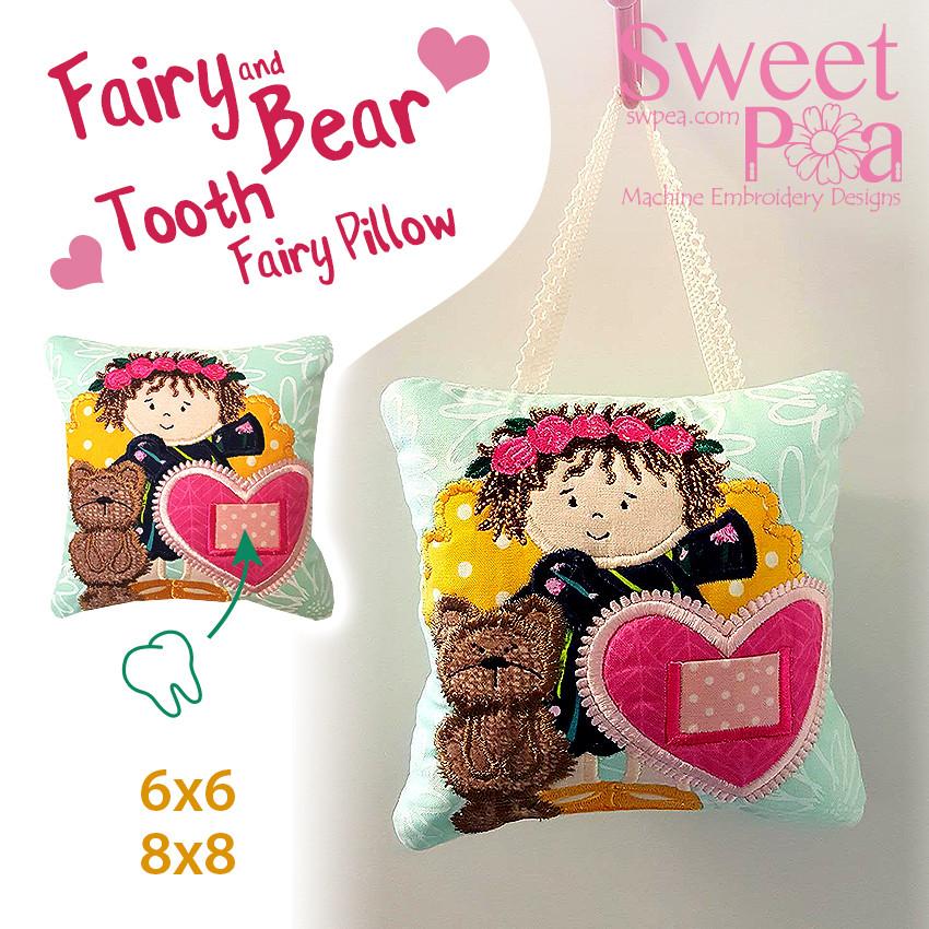 Fairy and Bear tooth fairy pillow 6x6 and 8x8 - Sweet Pea Australia In the hoop machine embroidery designs. in the hoop project, in the hoop embroidery designs, craft in the hoop project, diy in the hoop project, diy craft in the hoop project, in the hoop embroidery patterns, design in the hoop patterns, embroidery designs for in the hoop embroidery projects, best in the hoop machine embroidery designs perfect for all hoops and embroidery machines