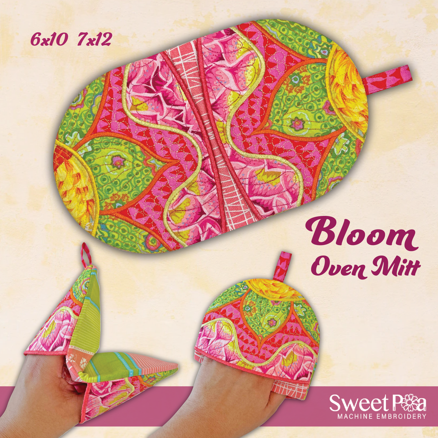 Applique Embroidery Designs - Bloom Oven Mitt