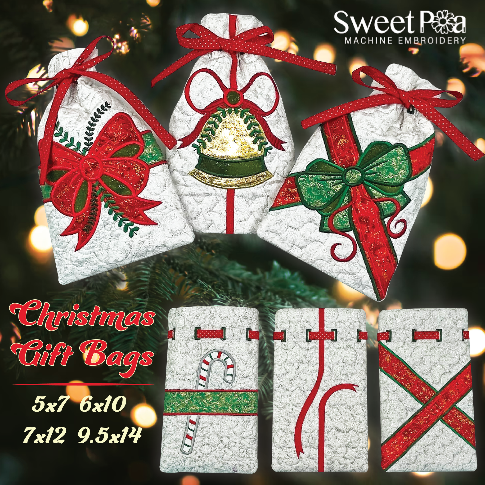 Machine Embroidery Design ITH - Christmas Gift Bags