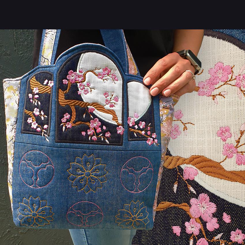 Cherry Blossoms Handbag 6x10 and 7x12 - Sweet Pea Australia In the hoop machine embroidery designs. in the hoop project, in the hoop embroidery designs, craft in the hoop project, diy in the hoop project, diy craft in the hoop project, in the hoop embroidery patterns, design in the hoop patterns, embroidery designs for in the hoop embroidery projects, best in the hoop machine embroidery designs perfect for all hoops and embroidery machines