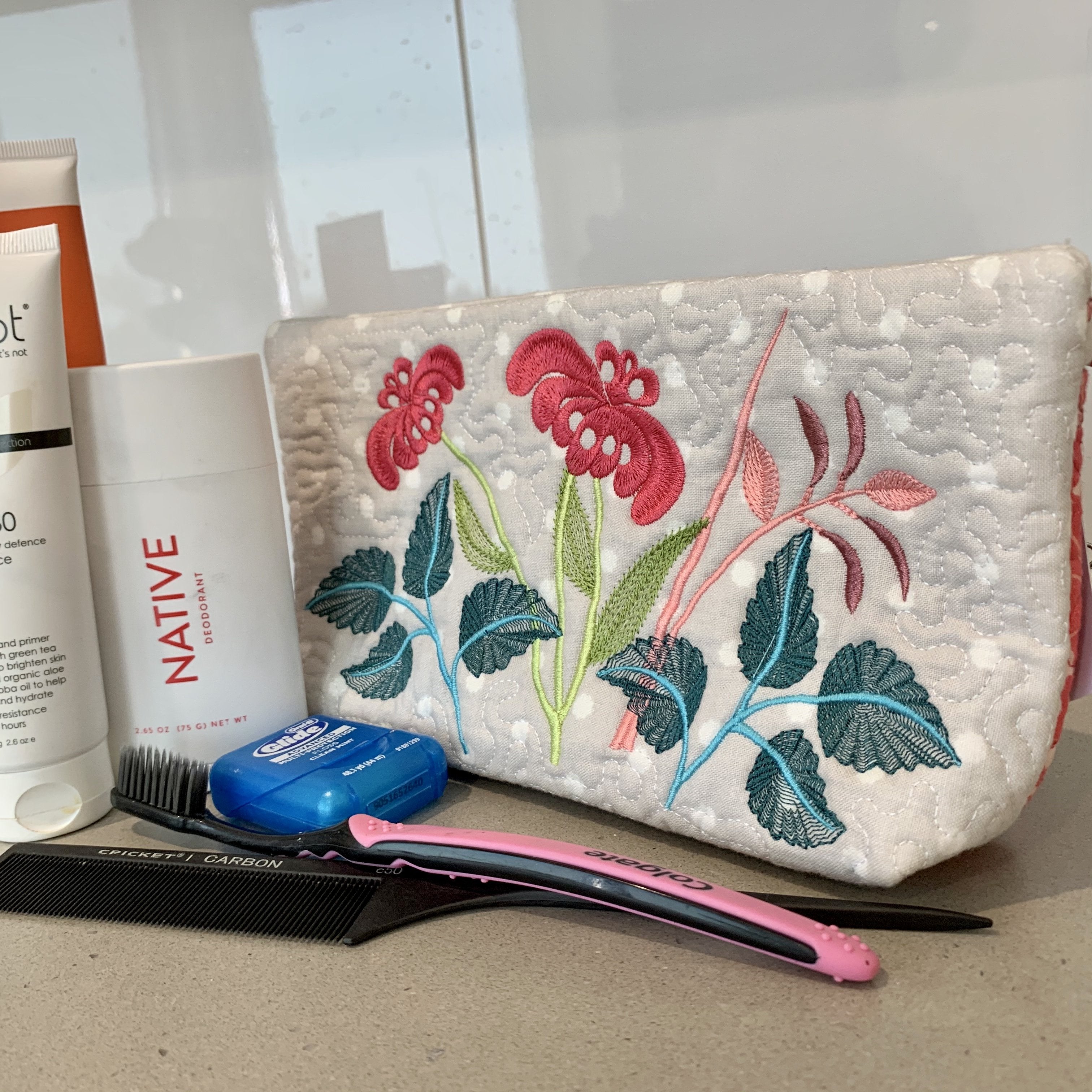 Floral Cosmetic Bag 5x7 6x10 7x12 - Sweet Pea Australia In the hoop machine embroidery designs. in the hoop project, in the hoop embroidery designs, craft in the hoop project, diy in the hoop project, diy craft in the hoop project, in the hoop embroidery patterns, design in the hoop patterns, embroidery designs for in the hoop embroidery projects, best in the hoop machine embroidery designs perfect for all hoops and embroidery machines