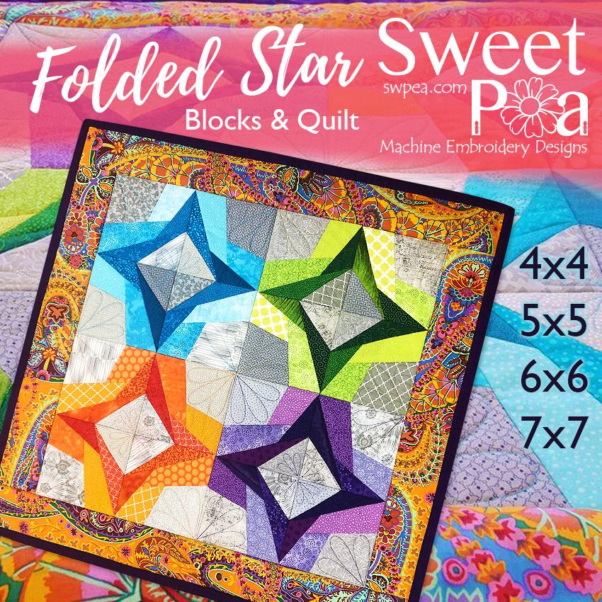 Folded Star Blocks and Quilt 4x4 5x5 6x6 7x7 - Sweet Pea Australia In the hoop machine embroidery designs. in the hoop project, in the hoop embroidery designs, craft in the hoop project, diy in the hoop project, diy craft in the hoop project, in the hoop embroidery patterns, design in the hoop patterns, embroidery designs for in the hoop embroidery projects, best in the hoop machine embroidery designs perfect for all hoops and embroidery machines