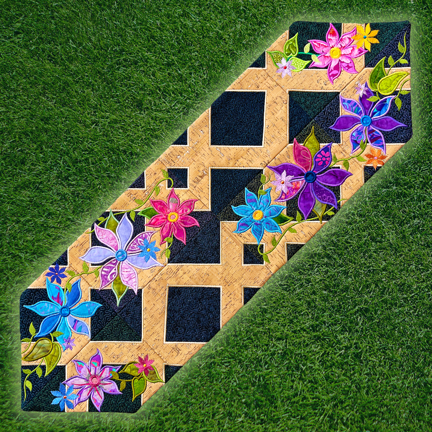 Garden Trellis Table Runner 5x7 6x10 7x12 In the hoop machine embroidery designs