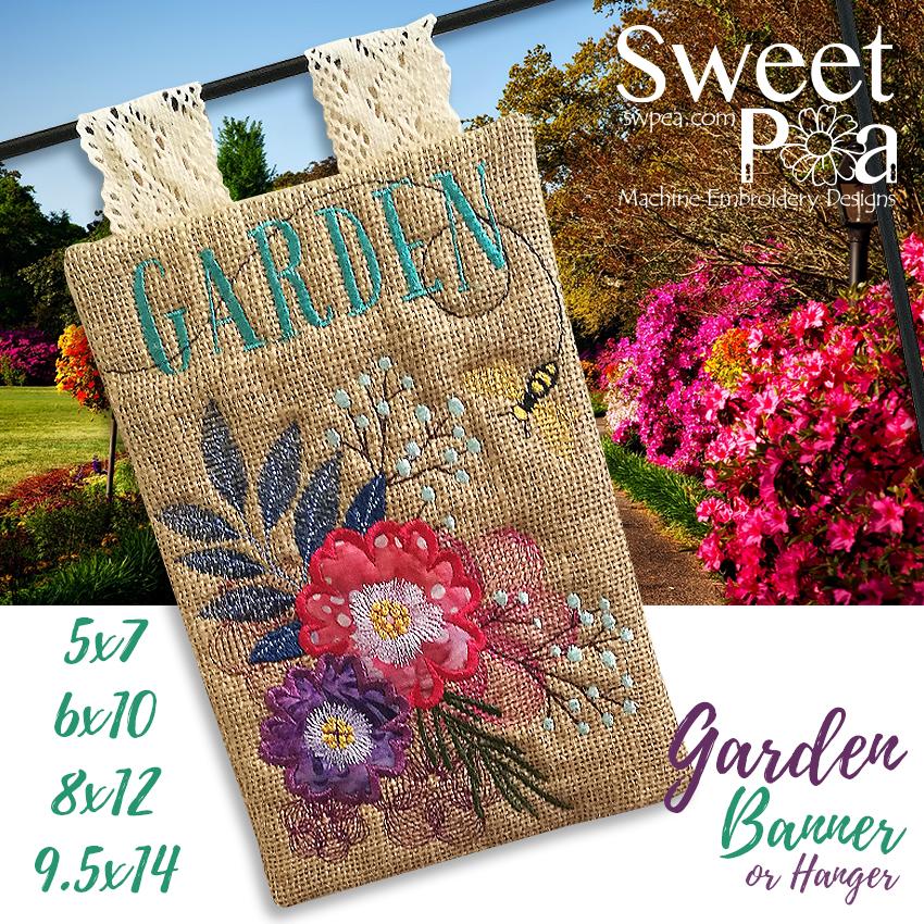 Garden Banner or Flag 5x7 6x10 8x12 9.5x14 - Sweet Pea Australia In the hoop machine embroidery designs. in the hoop project, in the hoop embroidery designs, craft in the hoop project, diy in the hoop project, diy craft in the hoop project, in the hoop embroidery patterns, design in the hoop patterns, embroidery designs for in the hoop embroidery projects, best in the hoop machine embroidery designs perfect for all hoops and embroidery machines