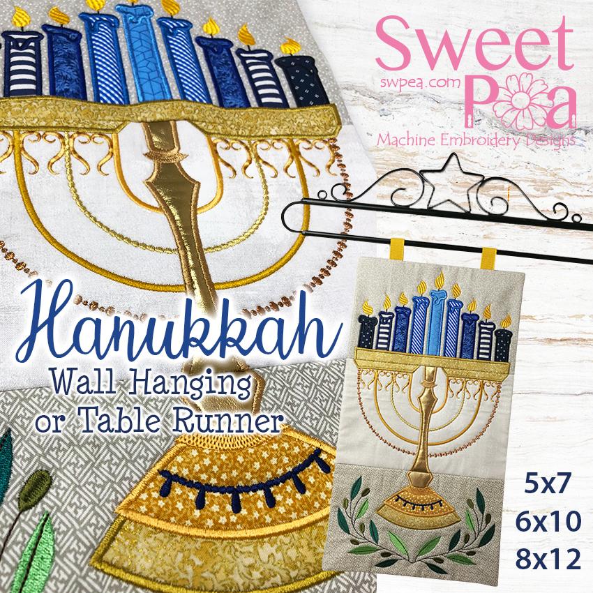 Hanukkah Wall Hanging 5x7 6x10 8x12 - Sweet Pea Australia In the hoop machine embroidery designs. in the hoop project, in the hoop embroidery designs, craft in the hoop project, diy in the hoop project, diy craft in the hoop project, in the hoop embroidery patterns, design in the hoop patterns, embroidery designs for in the hoop embroidery projects, best in the hoop machine embroidery designs perfect for all hoops and embroidery machines