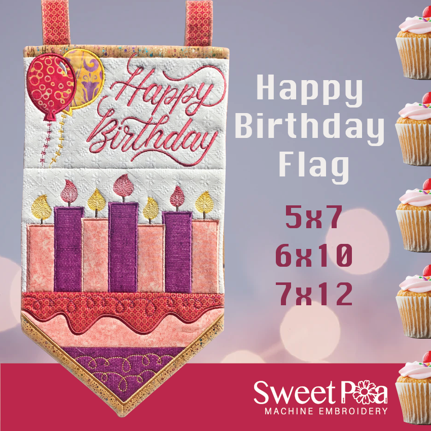 Happy Birthday Ribbon Embroidery Design