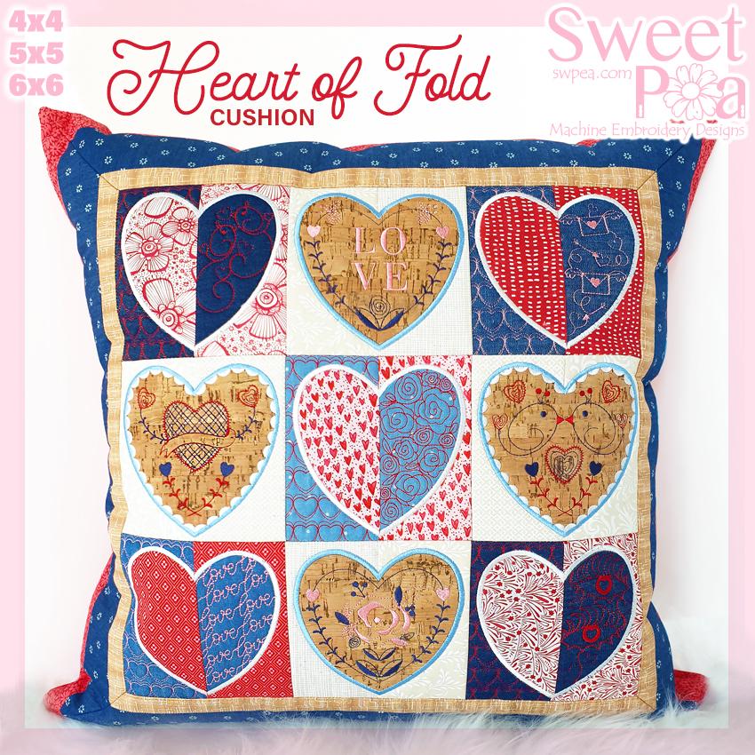 Heart of Fold Cushion 4x4 5x5 6x6 - Sweet Pea Australia In the hoop machine embroidery designs. in the hoop project, in the hoop embroidery designs, craft in the hoop project, diy in the hoop project, diy craft in the hoop project, in the hoop embroidery patterns, design in the hoop patterns, embroidery designs for in the hoop embroidery projects, best in the hoop machine embroidery designs perfect for all hoops and embroidery machines