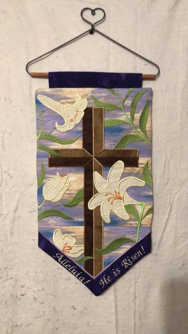 Cross and Easter Lilies Wall Hanging 5x7 6x10 7x12 - Sweet Pea Australia In the hoop machine embroidery designs. in the hoop project, in the hoop embroidery designs, craft in the hoop project, diy in the hoop project, diy craft in the hoop project, in the hoop embroidery patterns, design in the hoop patterns, embroidery designs for in the hoop embroidery projects, best in the hoop machine embroidery designs perfect for all hoops and embroidery machines