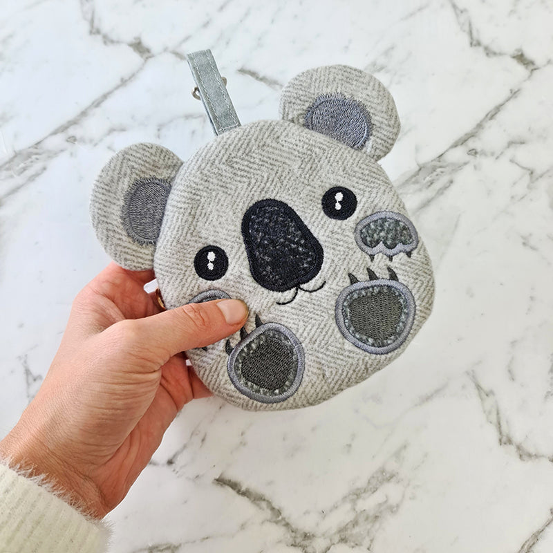 Little Koala Zipper Purse 4x4 5x5 - Sweet Pea In The Hoop Machine Embroidery Design