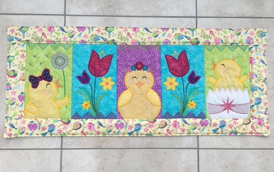 Spring Chickens Table Runner 5x7 6x10 8x12 - Sweet Pea Australia In the hoop machine embroidery designs. in the hoop project, in the hoop embroidery designs, craft in the hoop project, diy in the hoop project, diy craft in the hoop project, in the hoop embroidery patterns, design in the hoop patterns, embroidery designs for in the hoop embroidery projects, best in the hoop machine embroidery designs perfect for all hoops and embroidery machines