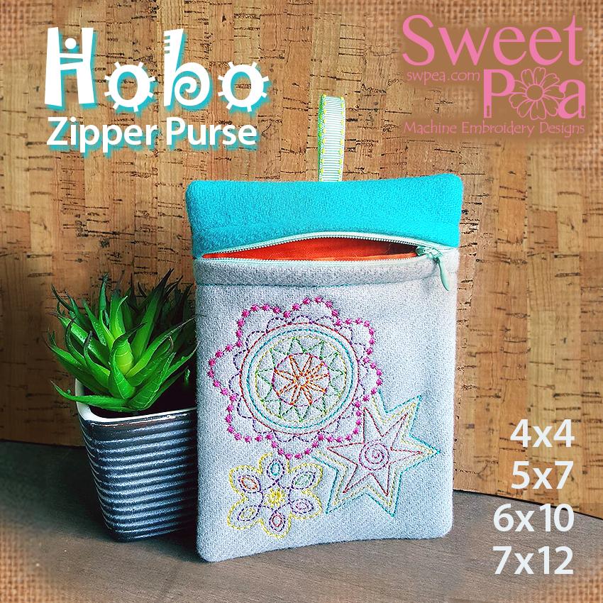 Hobo Zipper Purse 4x4, 5x7, 6x10 and 7x12 - Sweet Pea Australia In the hoop machine embroidery designs. in the hoop project, in the hoop embroidery designs, craft in the hoop project, diy in the hoop project, diy craft in the hoop project, in the hoop embroidery patterns, design in the hoop patterns, embroidery designs for in the hoop embroidery projects, best in the hoop machine embroidery designs perfect for all hoops and embroidery machines