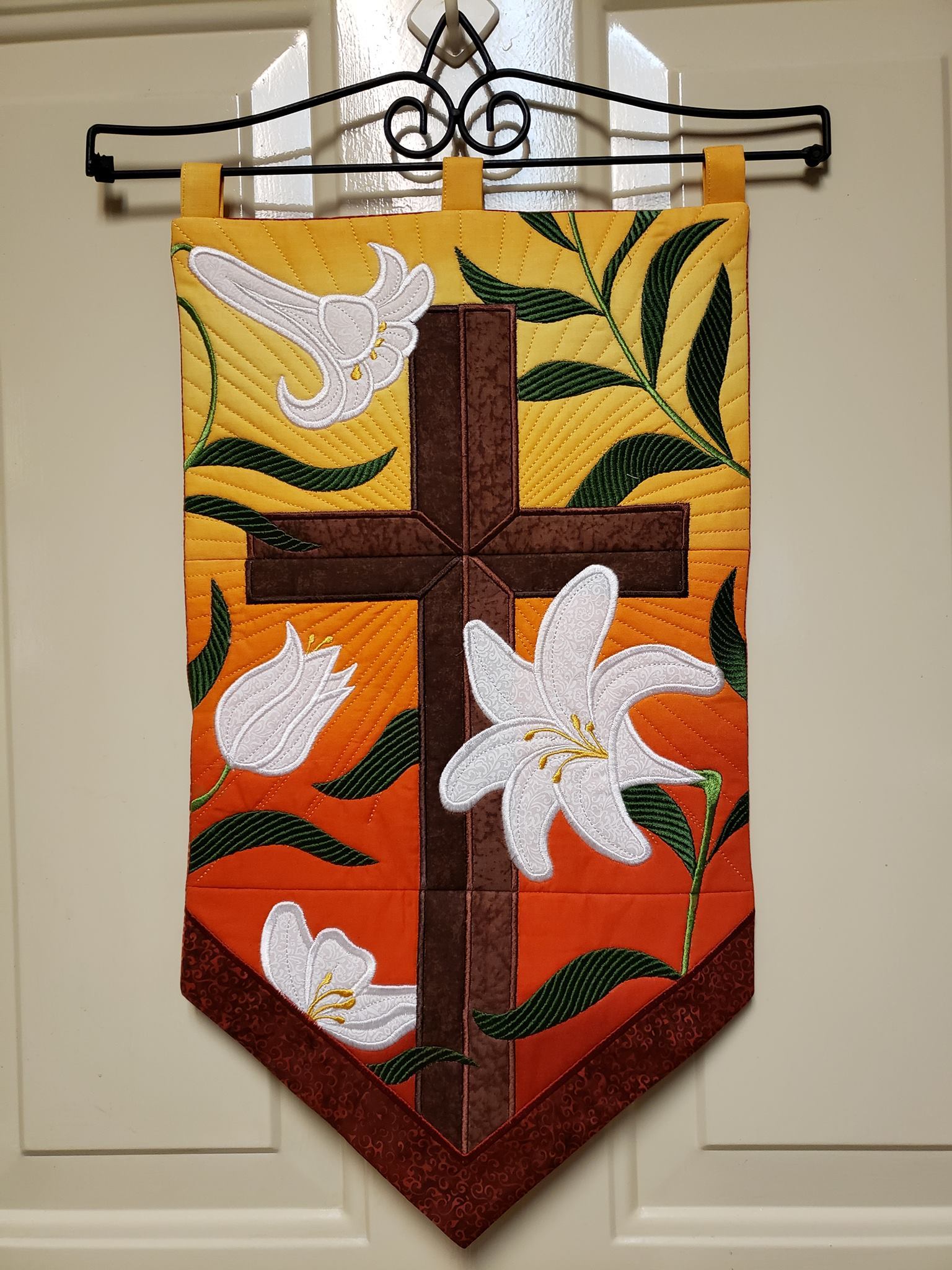 Cross and Easter Lilies Wall Hanging 5x7 6x10 7x12 - Sweet Pea Australia In the hoop machine embroidery designs. in the hoop project, in the hoop embroidery designs, craft in the hoop project, diy in the hoop project, diy craft in the hoop project, in the hoop embroidery patterns, design in the hoop patterns, embroidery designs for in the hoop embroidery projects, best in the hoop machine embroidery designs perfect for all hoops and embroidery machines