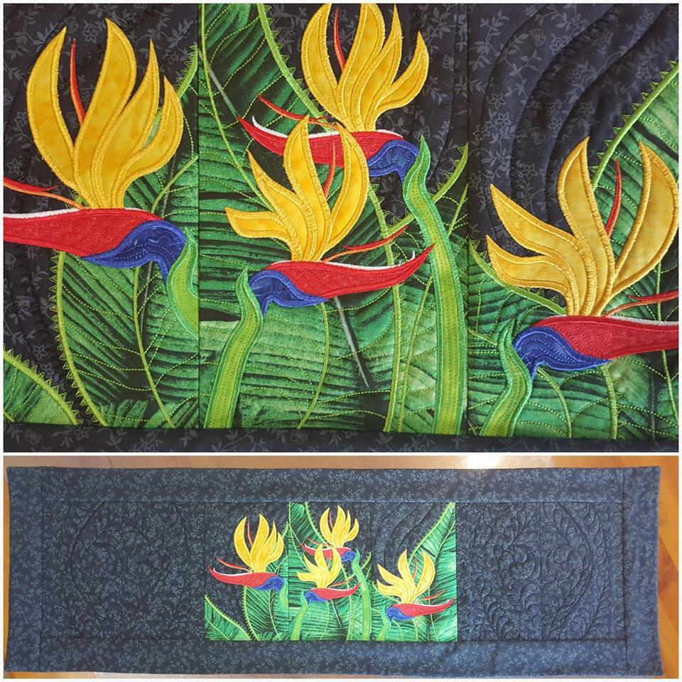 Bird of Paradise Flower table runner 5x7 6x10 8x12 - Sweet Pea Australia In the hoop machine embroidery designs. in the hoop project, in the hoop embroidery designs, craft in the hoop project, diy in the hoop project, diy craft in the hoop project, in the hoop embroidery patterns, design in the hoop patterns, embroidery designs for in the hoop embroidery projects, best in the hoop machine embroidery designs perfect for all hoops and embroidery machines