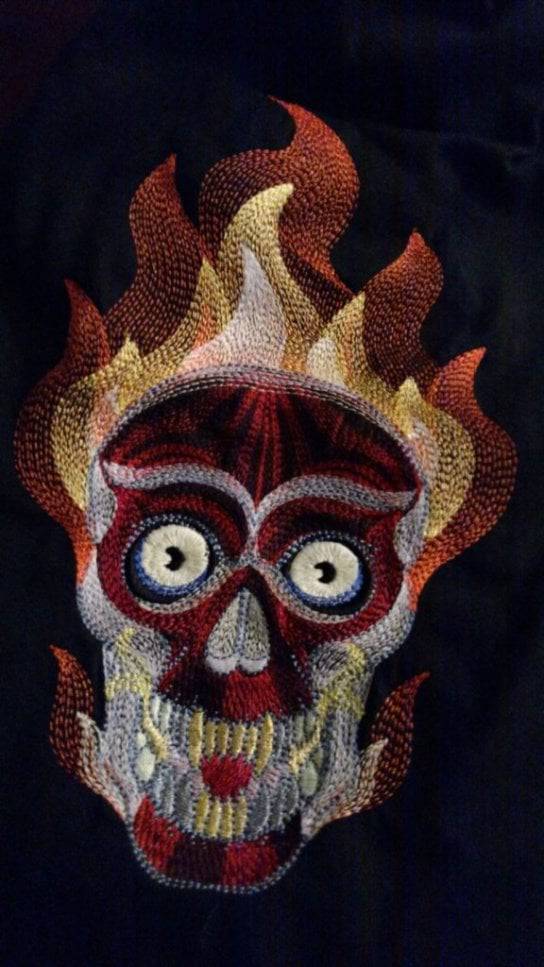 Flaming Skull Embroidery Design 5x7 6x10 7x12 9.5x14