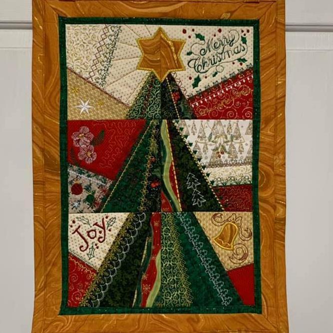 Patchwork Christmas Tree Wall Hanging / Runner 4x4 5x5 6x6 - Sweet Pea Australia In the hoop machine embroidery designs. in the hoop project, in the hoop embroidery designs, craft in the hoop project, diy in the hoop project, diy craft in the hoop project, in the hoop embroidery patterns, design in the hoop patterns, embroidery designs for in the hoop embroidery projects, best in the hoop machine embroidery designs perfect for all hoops and embroidery machines