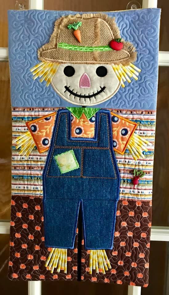 Scarecrow Wall Hanging or Table Runner 5x7 6x10 and 8x12 - Sweet Pea Australia In the hoop machine embroidery designs. in the hoop project, in the hoop embroidery designs, craft in the hoop project, diy in the hoop project, diy craft in the hoop project, in the hoop embroidery patterns, design in the hoop patterns, embroidery designs for in the hoop embroidery projects, best in the hoop machine embroidery designs perfect for all hoops and embroidery machines