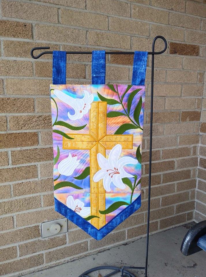 Cross and Easter Lilies Wall Hanging 5x7 6x10 7x12 - Sweet Pea Australia In the hoop machine embroidery designs. in the hoop project, in the hoop embroidery designs, craft in the hoop project, diy in the hoop project, diy craft in the hoop project, in the hoop embroidery patterns, design in the hoop patterns, embroidery designs for in the hoop embroidery projects, best in the hoop machine embroidery designs perfect for all hoops and embroidery machines