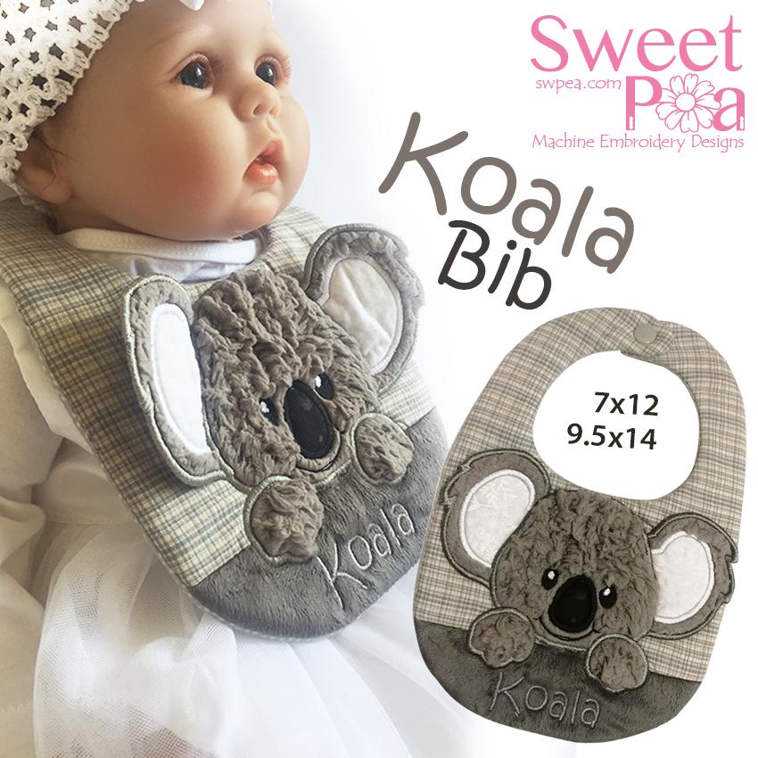 Koala Bib 7x12 and 9.5x14 - Sweet Pea Australia In the hoop machine embroidery designs. in the hoop project, in the hoop embroidery designs, craft in the hoop project, diy in the hoop project, diy craft in the hoop project, in the hoop embroidery patterns, design in the hoop patterns, embroidery designs for in the hoop embroidery projects, best in the hoop machine embroidery designs perfect for all hoops and embroidery machines