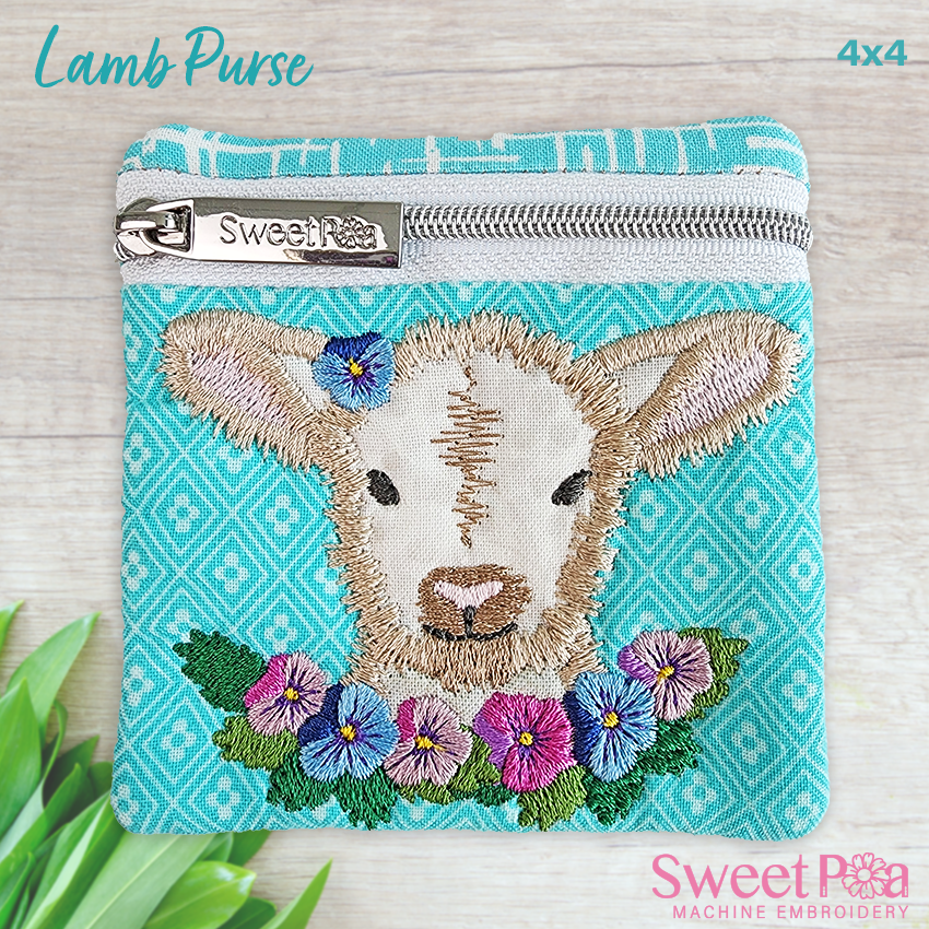 Sweet Pea Studio Lamb Purse 4x4 ITH Design