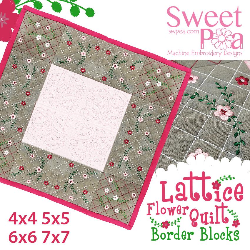 Lattice Flower Quilt Border Block 4x4 5x5 6x6 7x7 - Sweet Pea Australia In the hoop machine embroidery designs. in the hoop project, in the hoop embroidery designs, craft in the hoop project, diy in the hoop project, diy craft in the hoop project, in the hoop embroidery patterns, design in the hoop patterns, embroidery designs for in the hoop embroidery projects, best in the hoop machine embroidery designs perfect for all hoops and embroidery machines