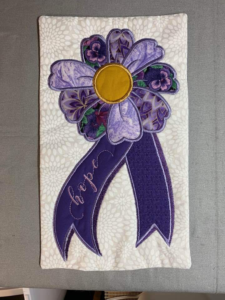 Charity Sweet Pea Flower of Hope Mug Rug 5x7 6x10 7x12 - Sweet Pea Australia In the hoop machine embroidery designs. in the hoop project, in the hoop embroidery designs, craft in the hoop project, diy in the hoop project, diy craft in the hoop project, in the hoop embroidery patterns, design in the hoop patterns, embroidery designs for in the hoop embroidery projects, best in the hoop machine embroidery designs perfect for all hoops and embroidery machines