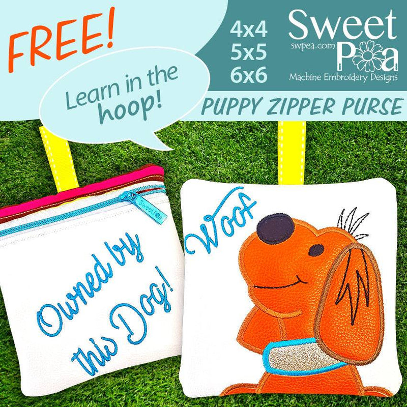 Learn How to do in the Hoop Free Puppy Purse 4x4 5x5 6x6 - Sweet Pea