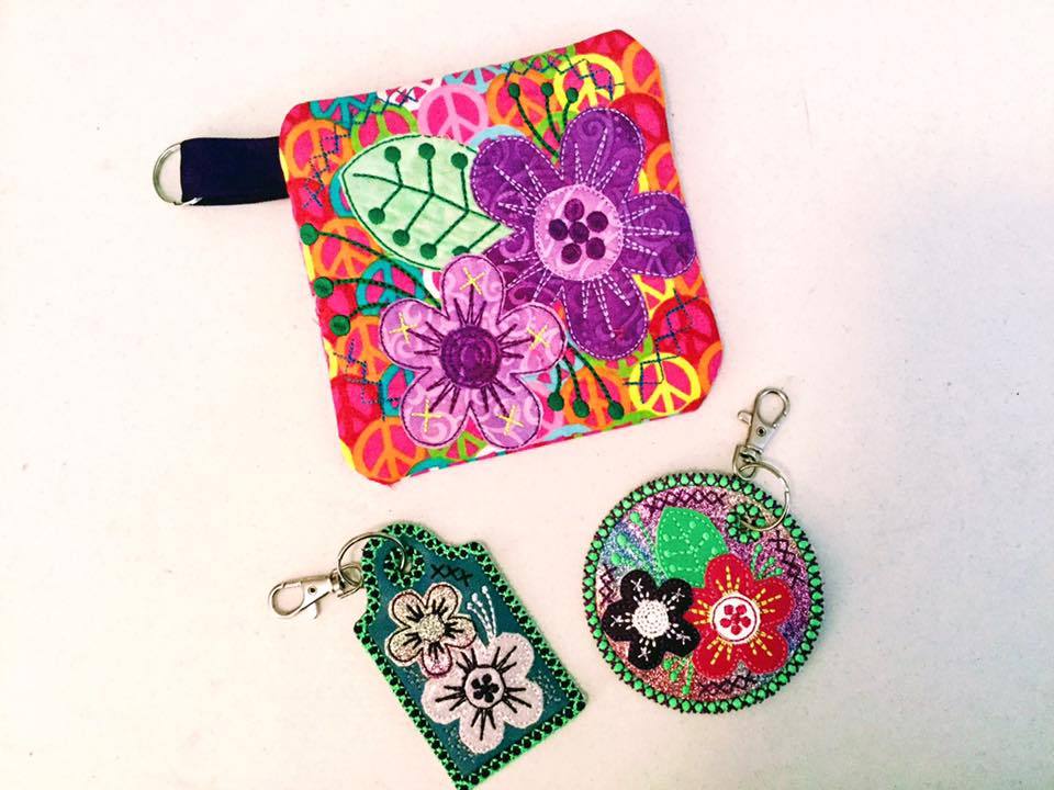 Flower luggage tags and Zipper Purse 4x4 5x5 6x6 - Sweet Pea Australia In the hoop machine embroidery designs. in the hoop project, in the hoop embroidery designs, craft in the hoop project, diy in the hoop project, diy craft in the hoop project, in the hoop embroidery patterns, design in the hoop patterns, embroidery designs for in the hoop embroidery projects, best in the hoop machine embroidery designs perfect for all hoops and embroidery machines