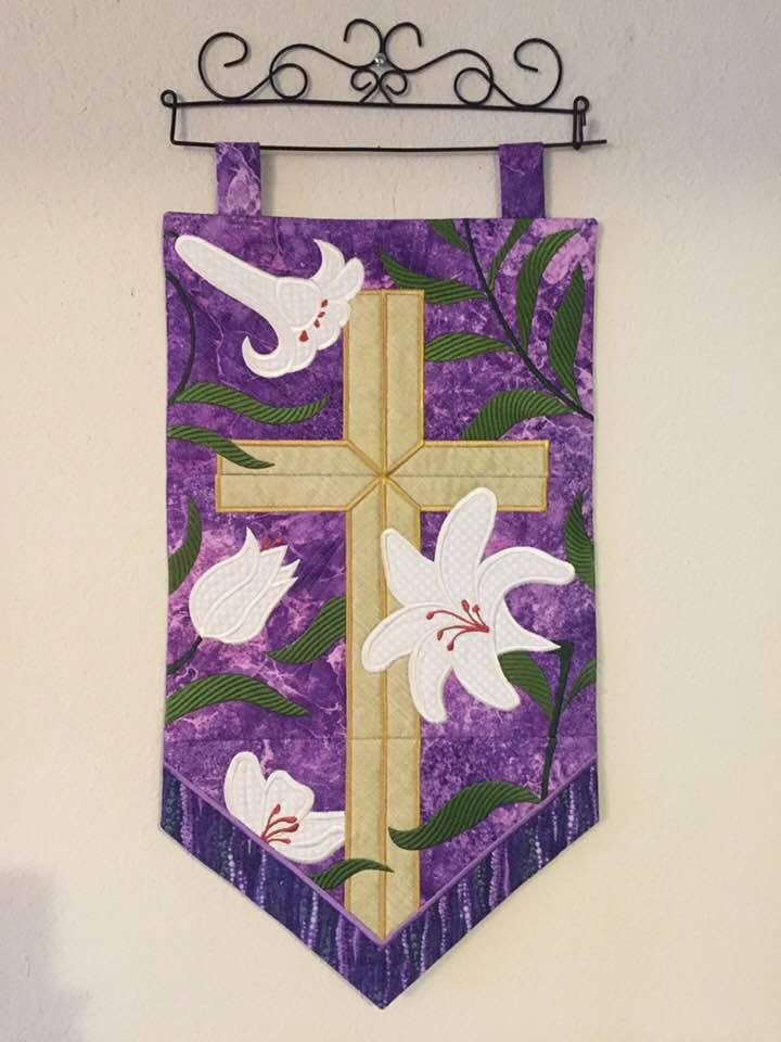 Cross and Easter Lilies Wall Hanging 5x7 6x10 7x12 - Sweet Pea Australia In the hoop machine embroidery designs. in the hoop project, in the hoop embroidery designs, craft in the hoop project, diy in the hoop project, diy craft in the hoop project, in the hoop embroidery patterns, design in the hoop patterns, embroidery designs for in the hoop embroidery projects, best in the hoop machine embroidery designs perfect for all hoops and embroidery machines