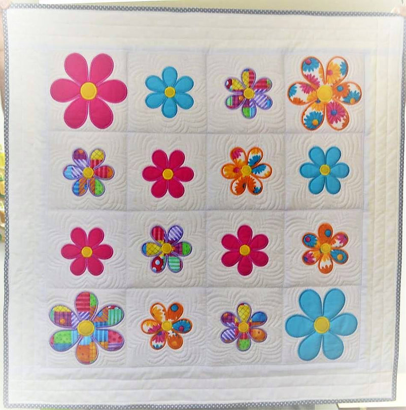 Flower Blocks and Quilt 4x4 5x7 6x10 7x12 8x8 8x12 - Sweet Pea