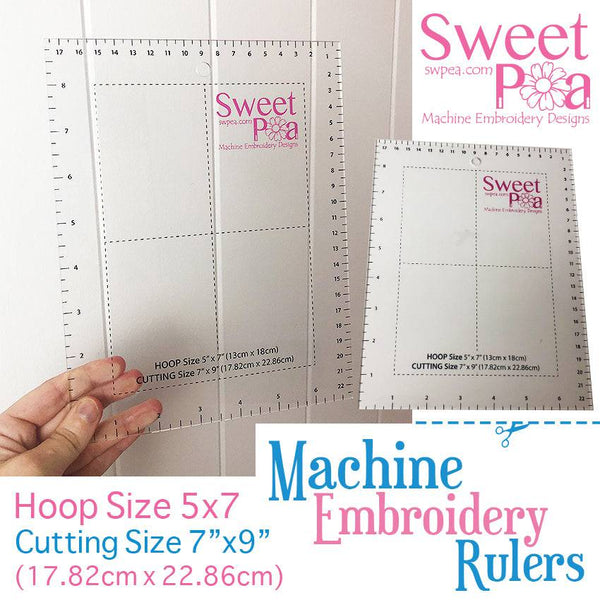 Machine Embroidery Ruler for 5x7 hoop - Sweet Pea