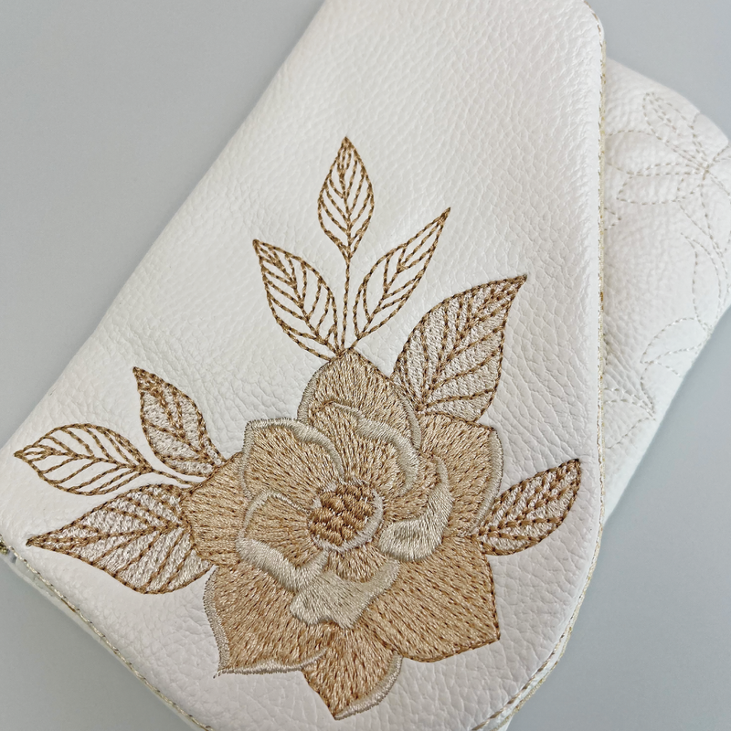 Magnolia Clutch With Zipper 5x7 6x10 7x12 9.5x14 - Sweet Pea In The Hoop Machine Embroidery Design