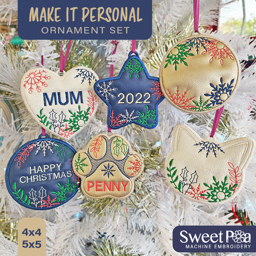 Make It Personal Ornament Set 4x4 5x5 In the hoop machine embroidery designs