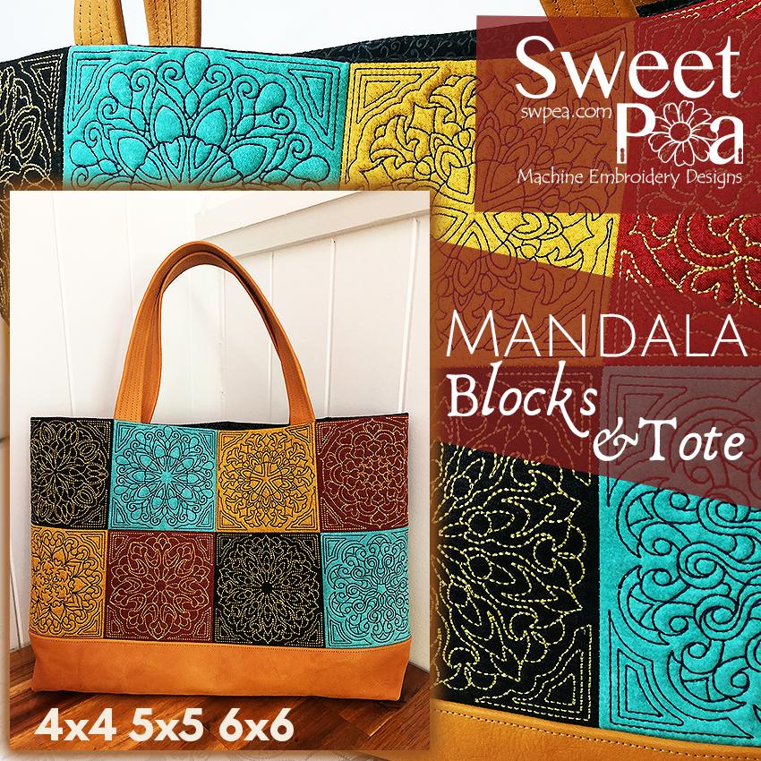 Mandala Blocks and Tote Bag 4x4 5x5 6x6 - Sweet Pea Australia In the hoop machine embroidery designs. in the hoop project, in the hoop embroidery designs, craft in the hoop project, diy in the hoop project, diy craft in the hoop project, in the hoop embroidery patterns, design in the hoop patterns, embroidery designs for in the hoop embroidery projects, best in the hoop machine embroidery designs perfect for all hoops and embroidery machines