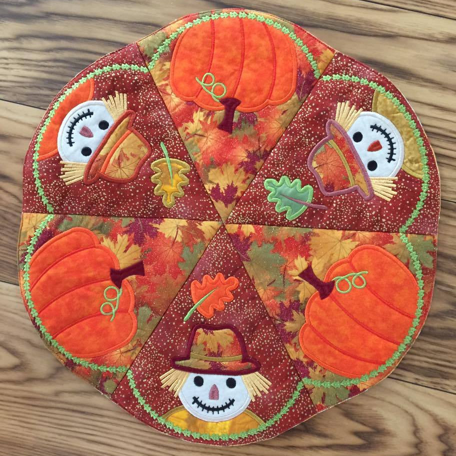 Scarecrow Table Centre 5x5 6x6 7x7 - Sweet Pea Australia In the hoop machine embroidery designs. in the hoop project, in the hoop embroidery designs, craft in the hoop project, diy in the hoop project, diy craft in the hoop project, in the hoop embroidery patterns, design in the hoop patterns, embroidery designs for in the hoop embroidery projects, best in the hoop machine embroidery designs perfect for all hoops and embroidery machines