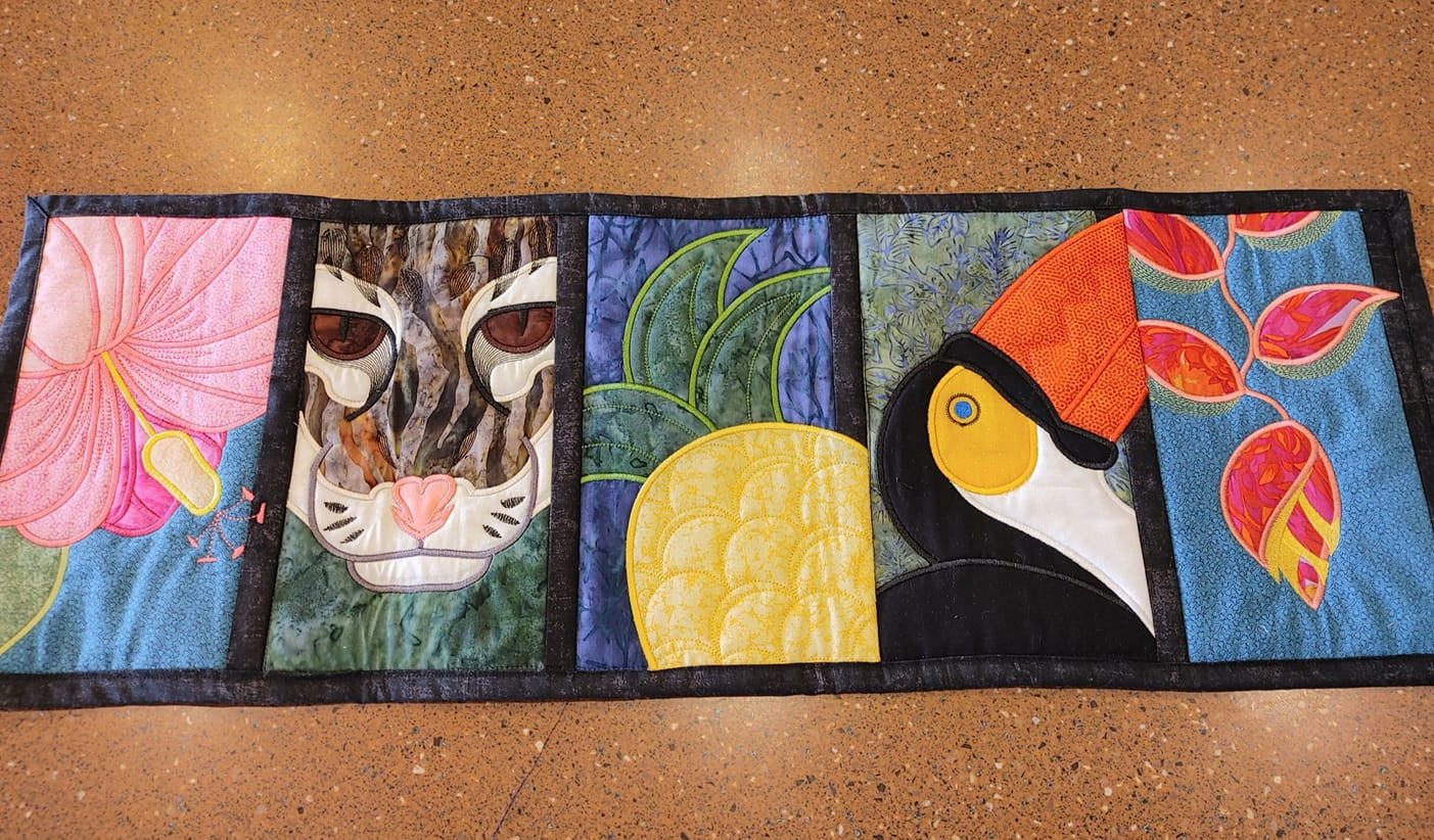 Tropical Caribbean Table Runner 5x7 6x10 7x12 - Sweet Pea Australia In the hoop machine embroidery designs. in the hoop project, in the hoop embroidery designs, craft in the hoop project, diy in the hoop project, diy craft in the hoop project, in the hoop embroidery patterns, design in the hoop patterns, embroidery designs for in the hoop embroidery projects, best in the hoop machine embroidery designs perfect for all hoops and embroidery machines