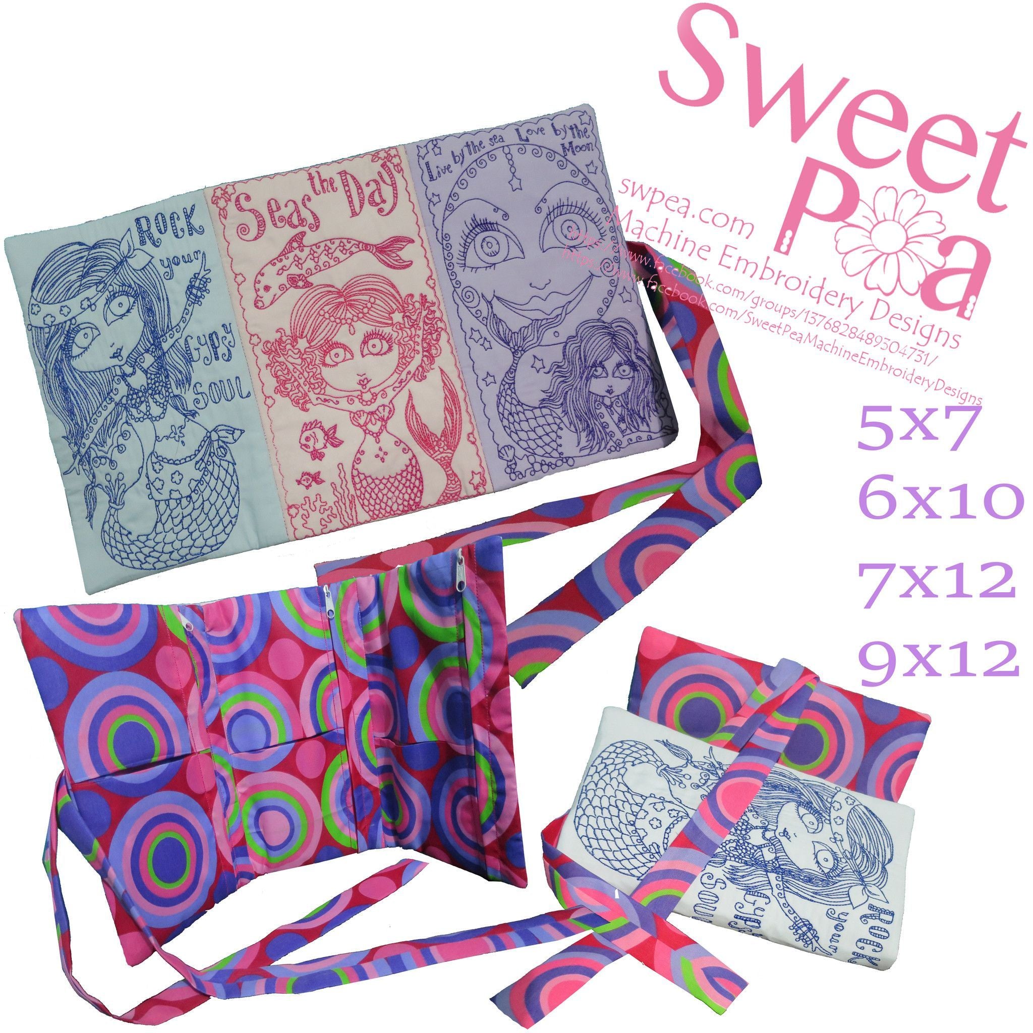 Mermaid Toiletries Wrap 5x7 6x10 7x12 and 9x12 - Sweet Pea Australia In the hoop machine embroidery designs. in the hoop project, in the hoop embroidery designs, craft in the hoop project, diy in the hoop project, diy craft in the hoop project, in the hoop embroidery patterns, design in the hoop patterns, embroidery designs for in the hoop embroidery projects, best in the hoop machine embroidery designs perfect for all hoops and embroidery machines