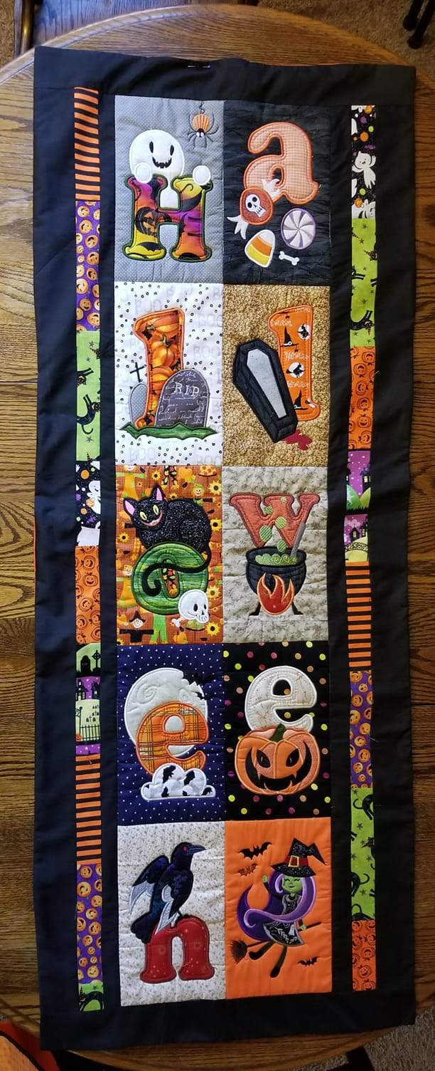 Halloween Flag or Table Runner 4x4 5x7 6x10 8x12 - Sweet Pea Australia In the hoop machine embroidery designs. in the hoop project, in the hoop embroidery designs, craft in the hoop project, diy in the hoop project, diy craft in the hoop project, in the hoop embroidery patterns, design in the hoop patterns, embroidery designs for in the hoop embroidery projects, best in the hoop machine embroidery designs perfect for all hoops and embroidery machines