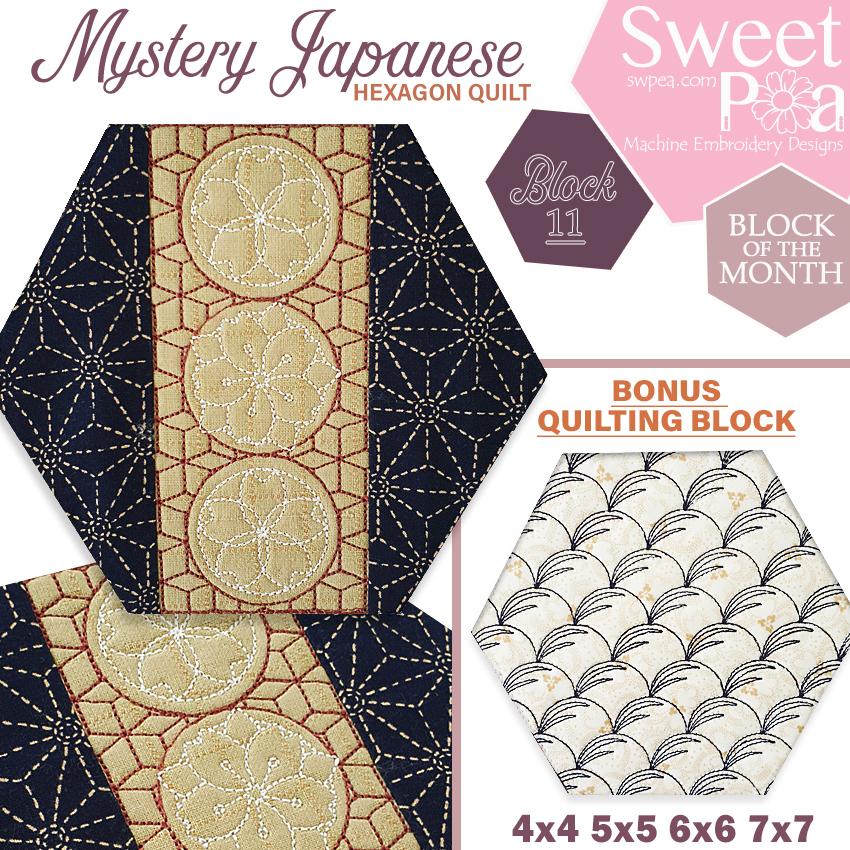 Mystery Japanese Hexagon Quilt BOM Block 11 - Sweet Pea Australia In the hoop machine embroidery designs. in the hoop project, in the hoop embroidery designs, craft in the hoop project, diy in the hoop project, diy craft in the hoop project, in the hoop embroidery patterns, design in the hoop patterns, embroidery designs for in the hoop embroidery projects, best in the hoop machine embroidery designs perfect for all hoops and embroidery machines