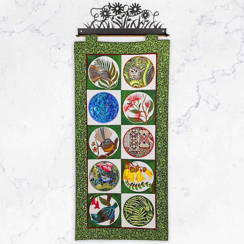 New Zealand Flora & Fauna Runner/Hanger 5x5 6x6 7x7 - Sweet Pea Australia In the hoop machine embroidery designs. in the hoop project, in the hoop embroidery designs, craft in the hoop project, diy in the hoop project, diy craft in the hoop project, in the hoop embroidery patterns, design in the hoop patterns, embroidery designs for in the hoop embroidery projects, best in the hoop machine embroidery designs perfect for all hoops and embroidery machines