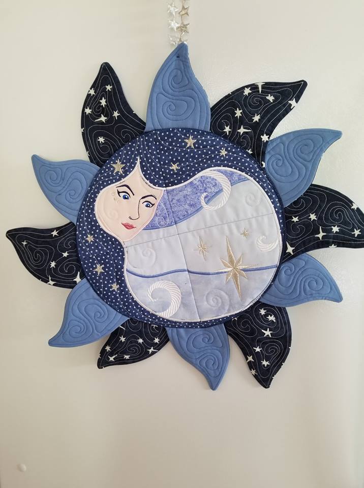 Lady of the Moon or Sun Wall Hanging 4x4 5x5 6x6 7x7 - Sweet Pea Australia In the hoop machine embroidery designs. in the hoop project, in the hoop embroidery designs, craft in the hoop project, diy in the hoop project, diy craft in the hoop project, in the hoop embroidery patterns, design in the hoop patterns, embroidery designs for in the hoop embroidery projects, best in the hoop machine embroidery designs perfect for all hoops and embroidery machines