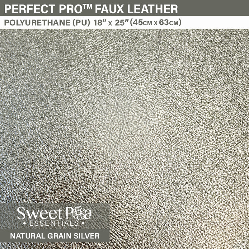 Perfect Pro™ Faux Leather - Natural Grain Silver 1.0mm | Sweet Pea.