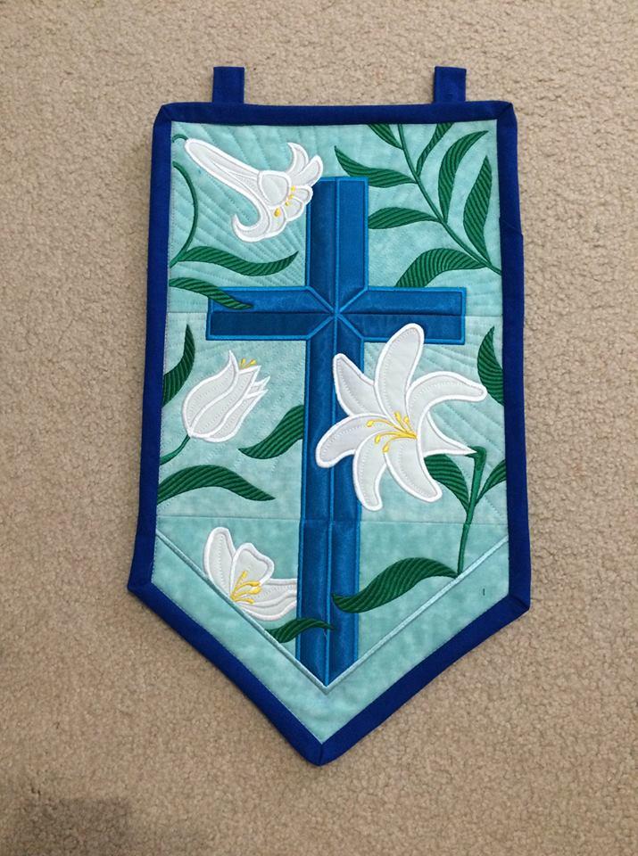 Cross and Easter Lilies Wall Hanging 5x7 6x10 7x12 - Sweet Pea Australia In the hoop machine embroidery designs. in the hoop project, in the hoop embroidery designs, craft in the hoop project, diy in the hoop project, diy craft in the hoop project, in the hoop embroidery patterns, design in the hoop patterns, embroidery designs for in the hoop embroidery projects, best in the hoop machine embroidery designs perfect for all hoops and embroidery machines