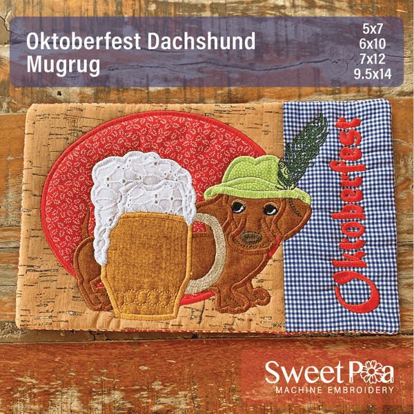 Oktoberfest Dachshund Mugrug 5x7 6x10 7x12 9.5x14 - Sweet Pea