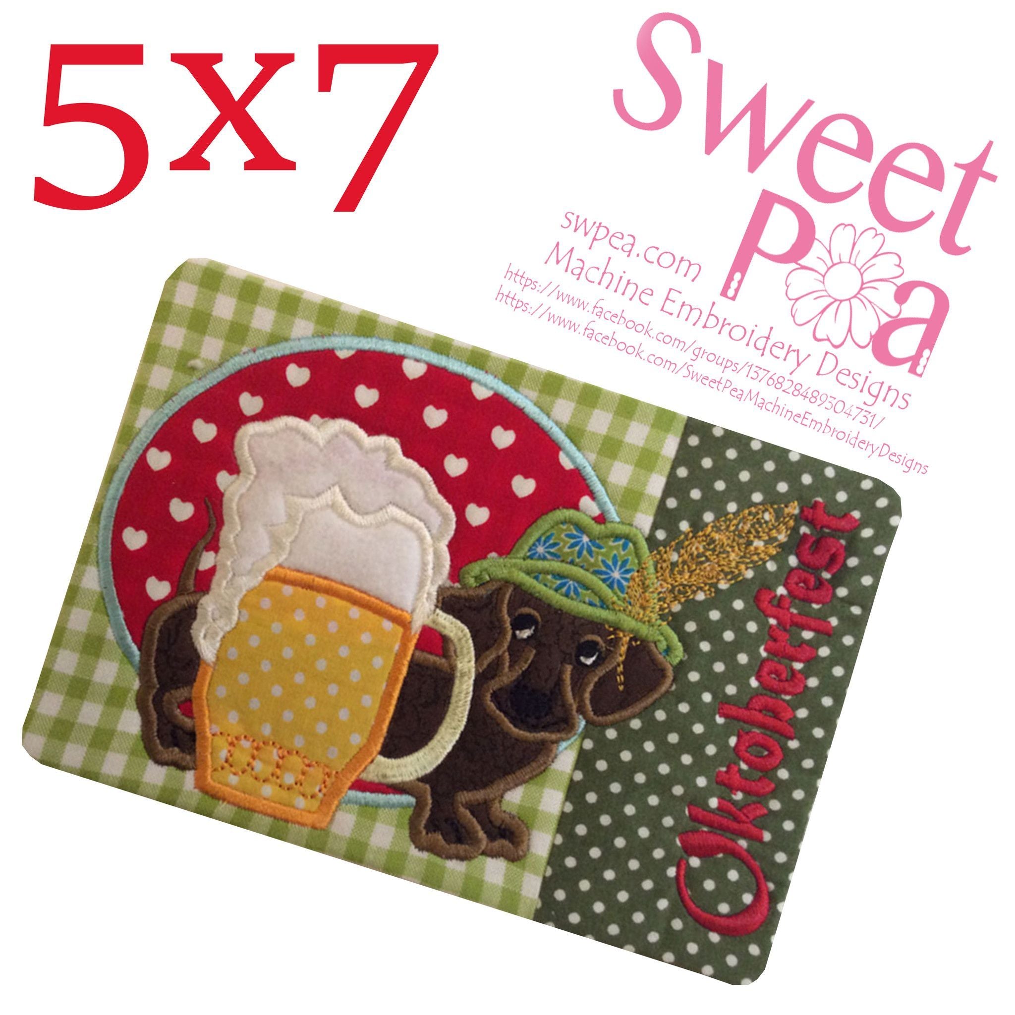 Oktoberfest Dachshund Mugrug 5x7 - Sweet Pea Australia In the hoop machine embroidery designs. in the hoop project, in the hoop embroidery designs, craft in the hoop project, diy in the hoop project, diy craft in the hoop project, in the hoop embroidery patterns, design in the hoop patterns, embroidery designs for in the hoop embroidery projects, best in the hoop machine embroidery designs perfect for all hoops and embroidery machines